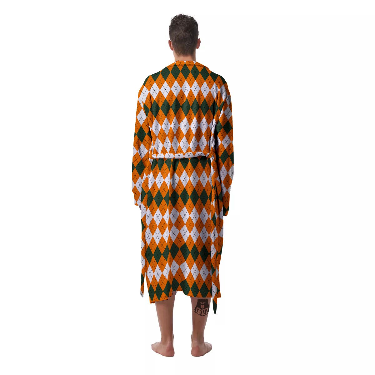 Themed Argyle Halloween Print Pattern Men's Robe-grizzshop