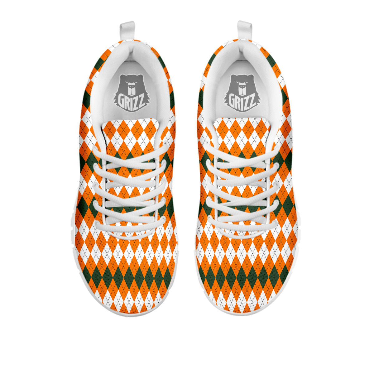 Themed Argyle Halloween Print Pattern White Sneaker-grizzshop