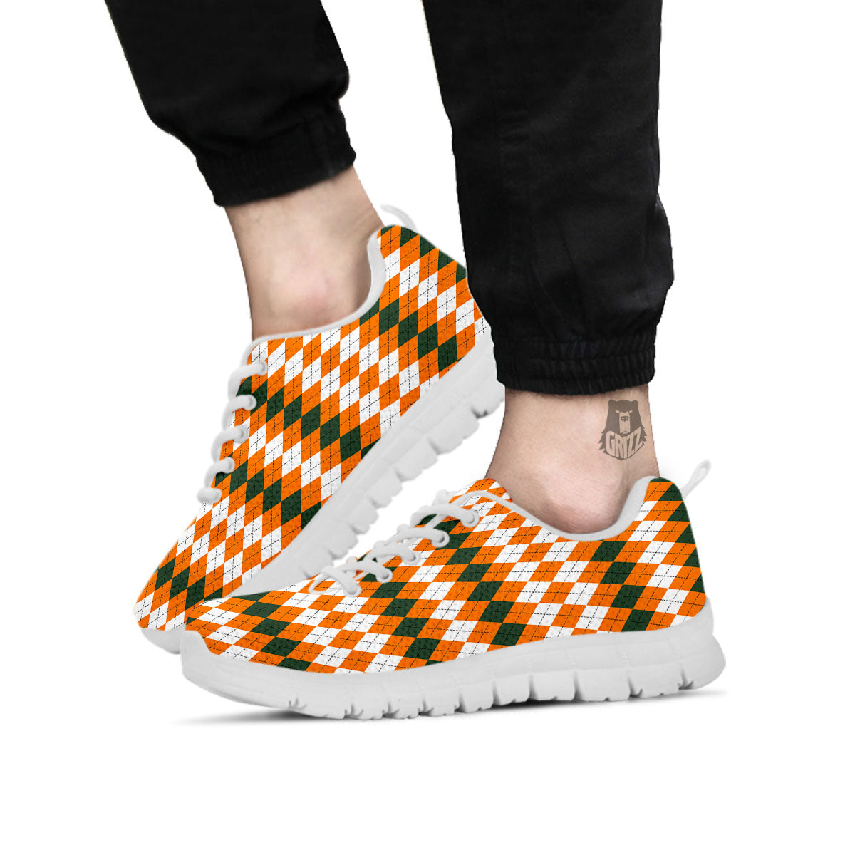 Themed Argyle Halloween Print Pattern White Sneaker-grizzshop