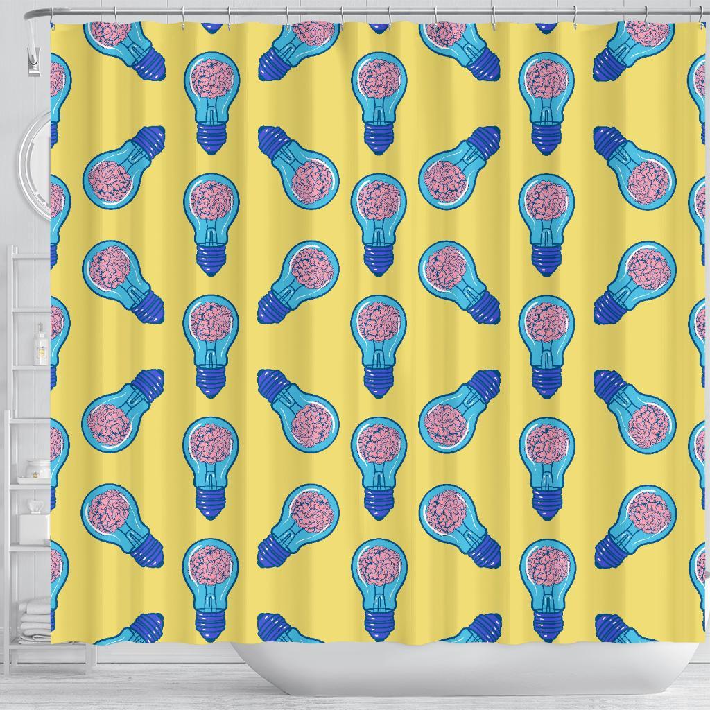Thinking Brain Pattern Print Bathroom Shower Curtain-grizzshop