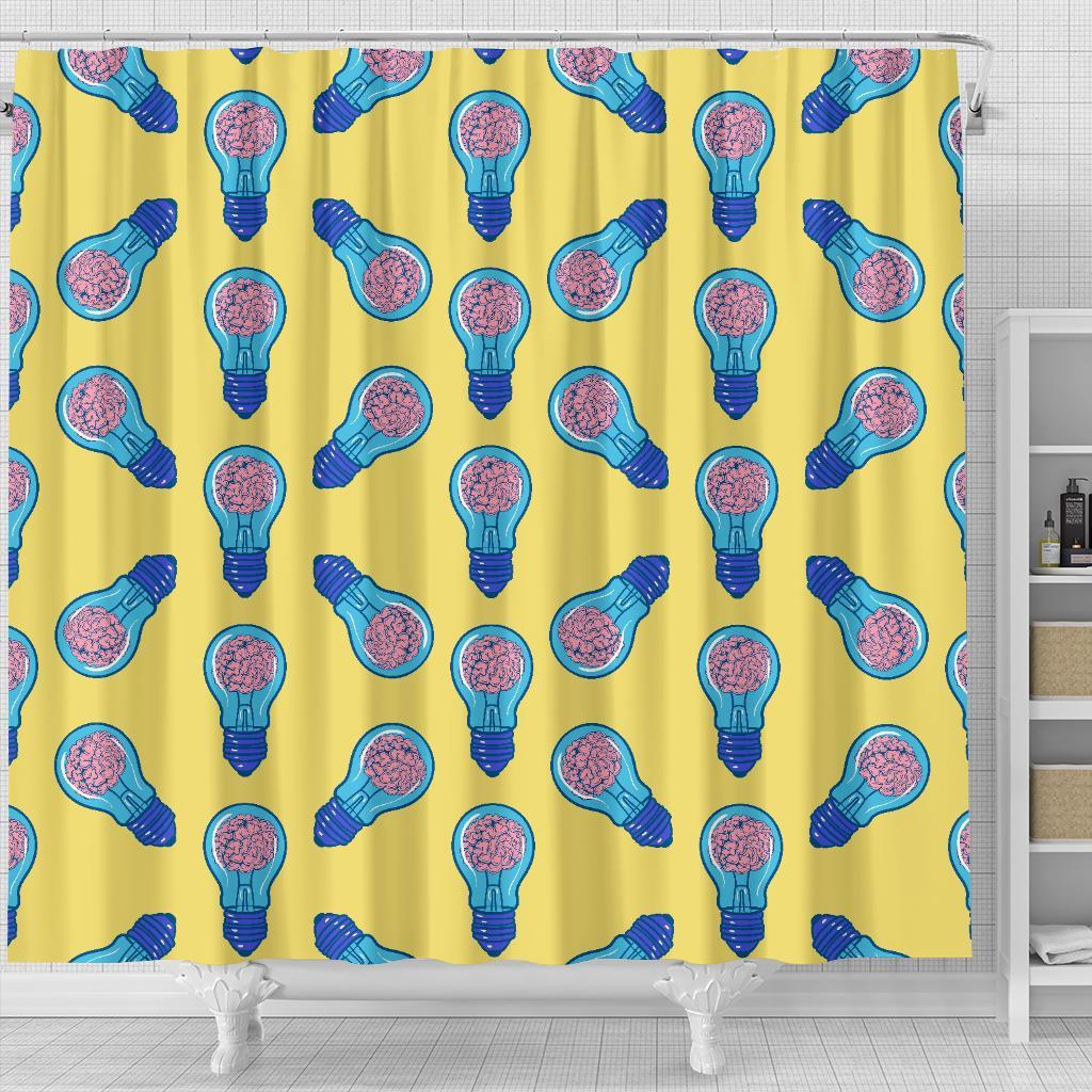 Thinking Brain Pattern Print Bathroom Shower Curtain-grizzshop
