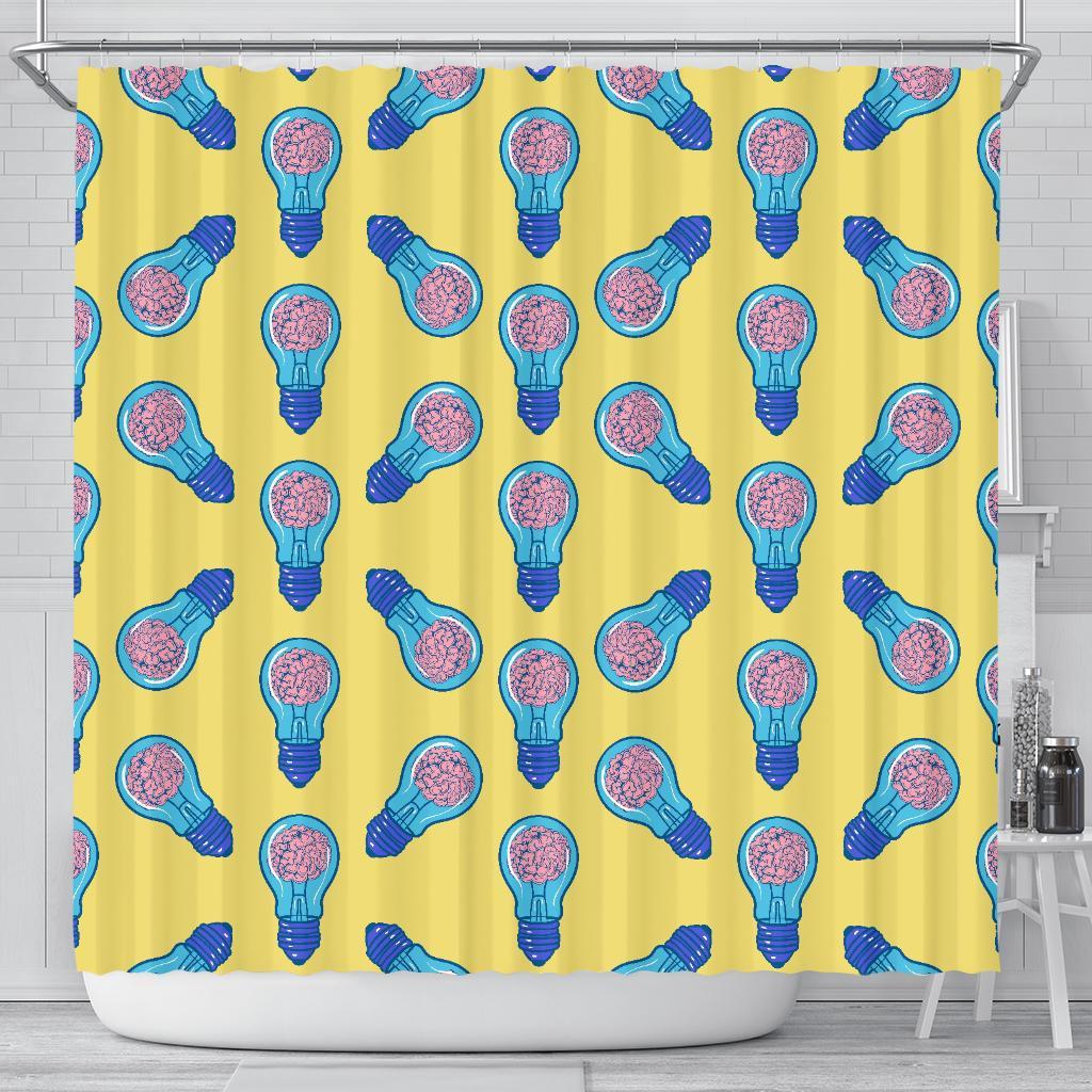 Thinking Brain Pattern Print Bathroom Shower Curtain-grizzshop