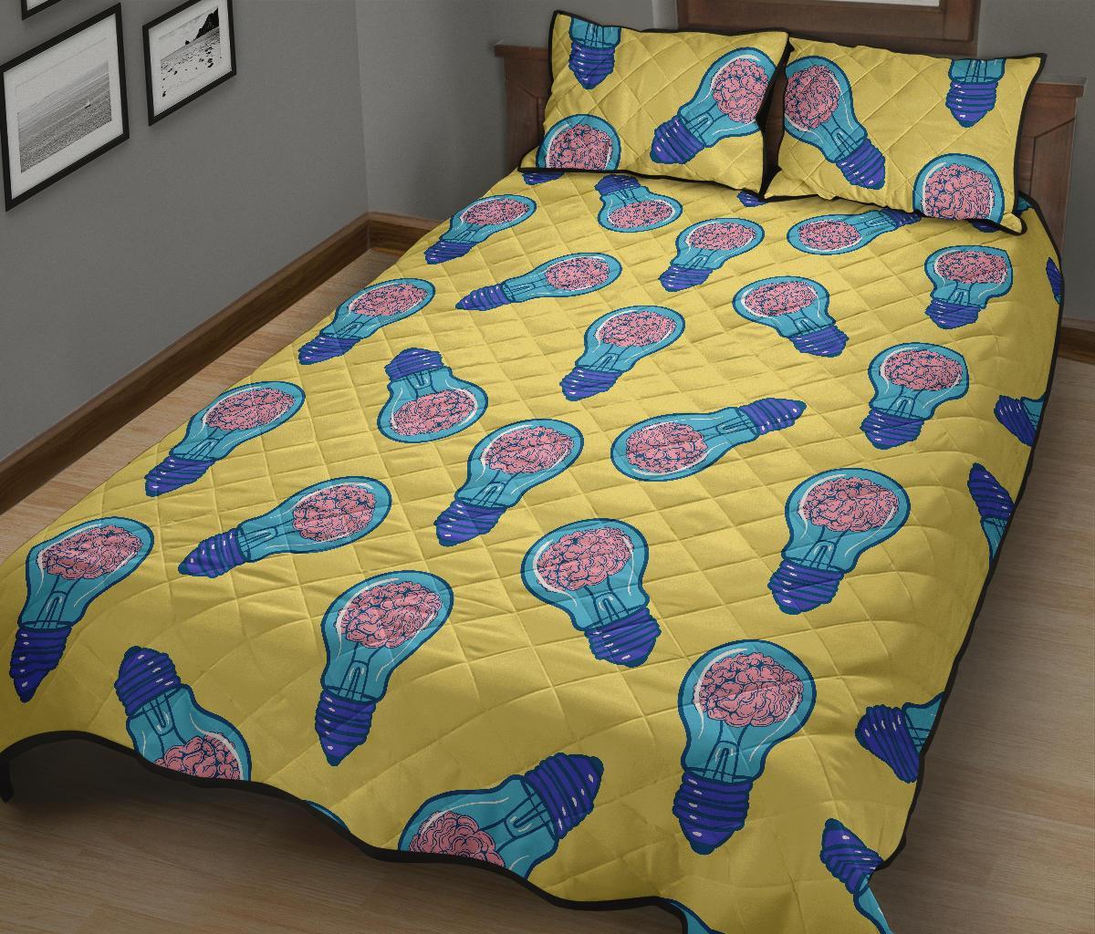 Thinking Brain Pattern Print Bed Set Quilt-grizzshop