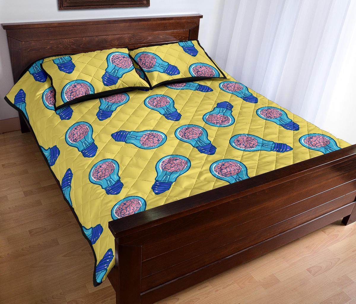 Thinking Brain Pattern Print Bed Set Quilt-grizzshop