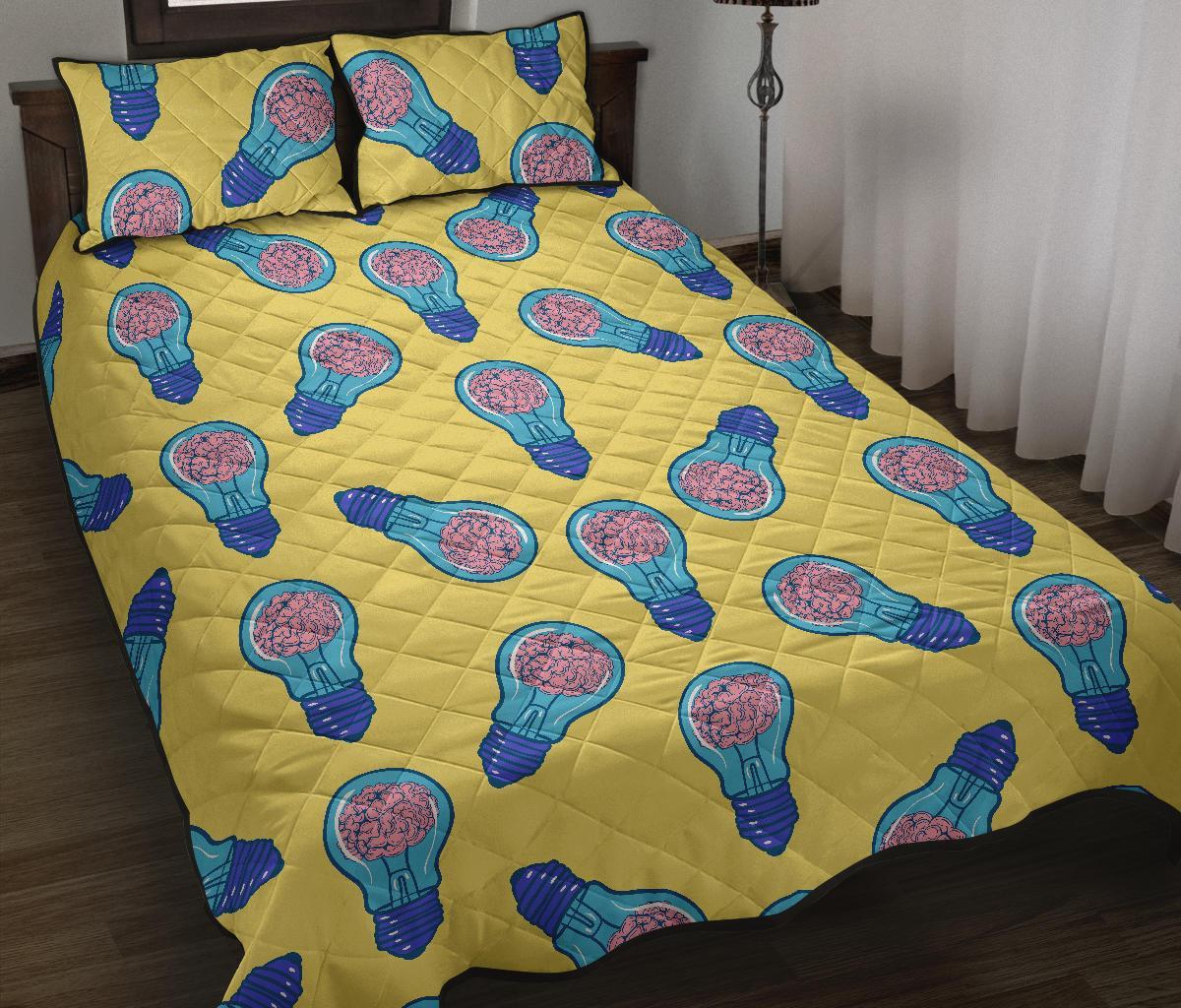 Thinking Brain Pattern Print Bed Set Quilt-grizzshop