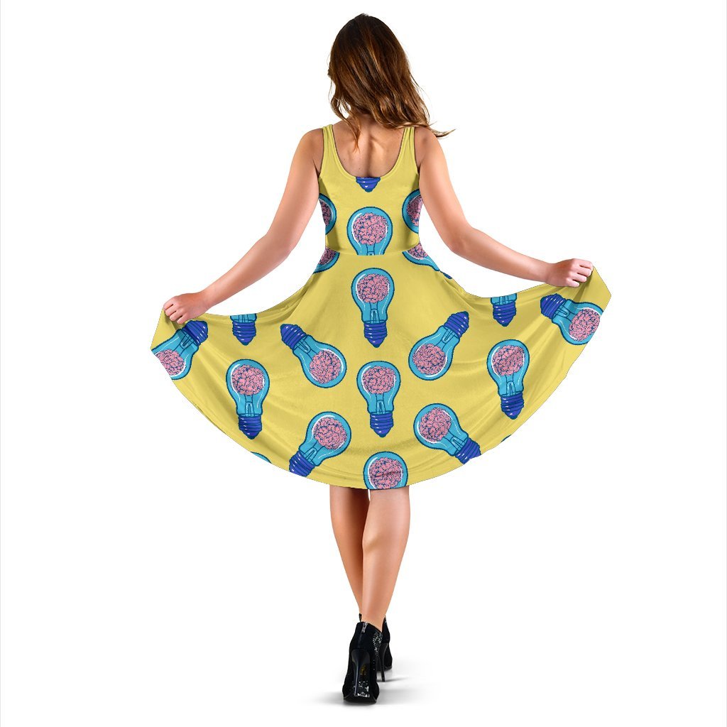 Thinking Brain Pattern Print Dress-grizzshop