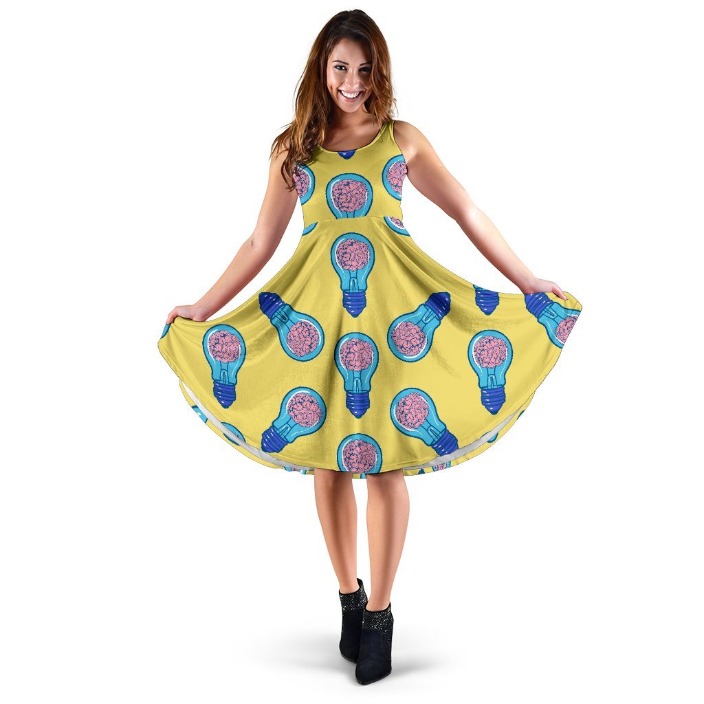 Thinking Brain Pattern Print Dress-grizzshop