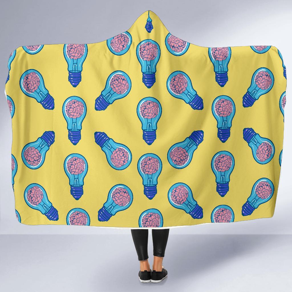 Thinking Brain Pattern Print Hooded Blanket-grizzshop