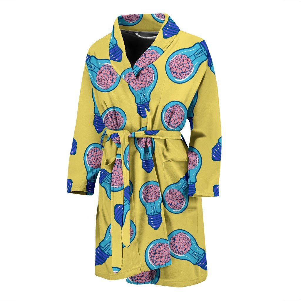 Thinking Brain Pattern Print Men Long Robe-grizzshop