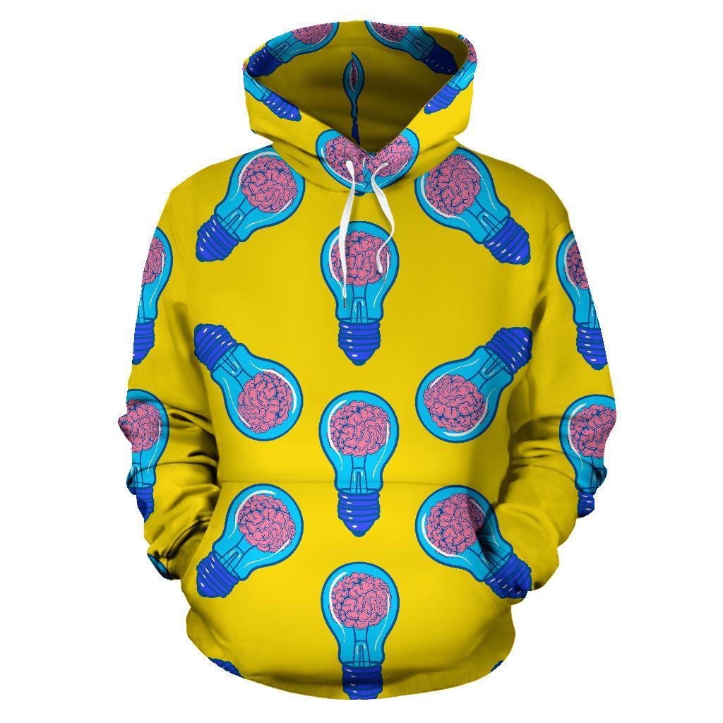 Thinking Brain Pattern Print Men Women Pullover Hoodie-grizzshop