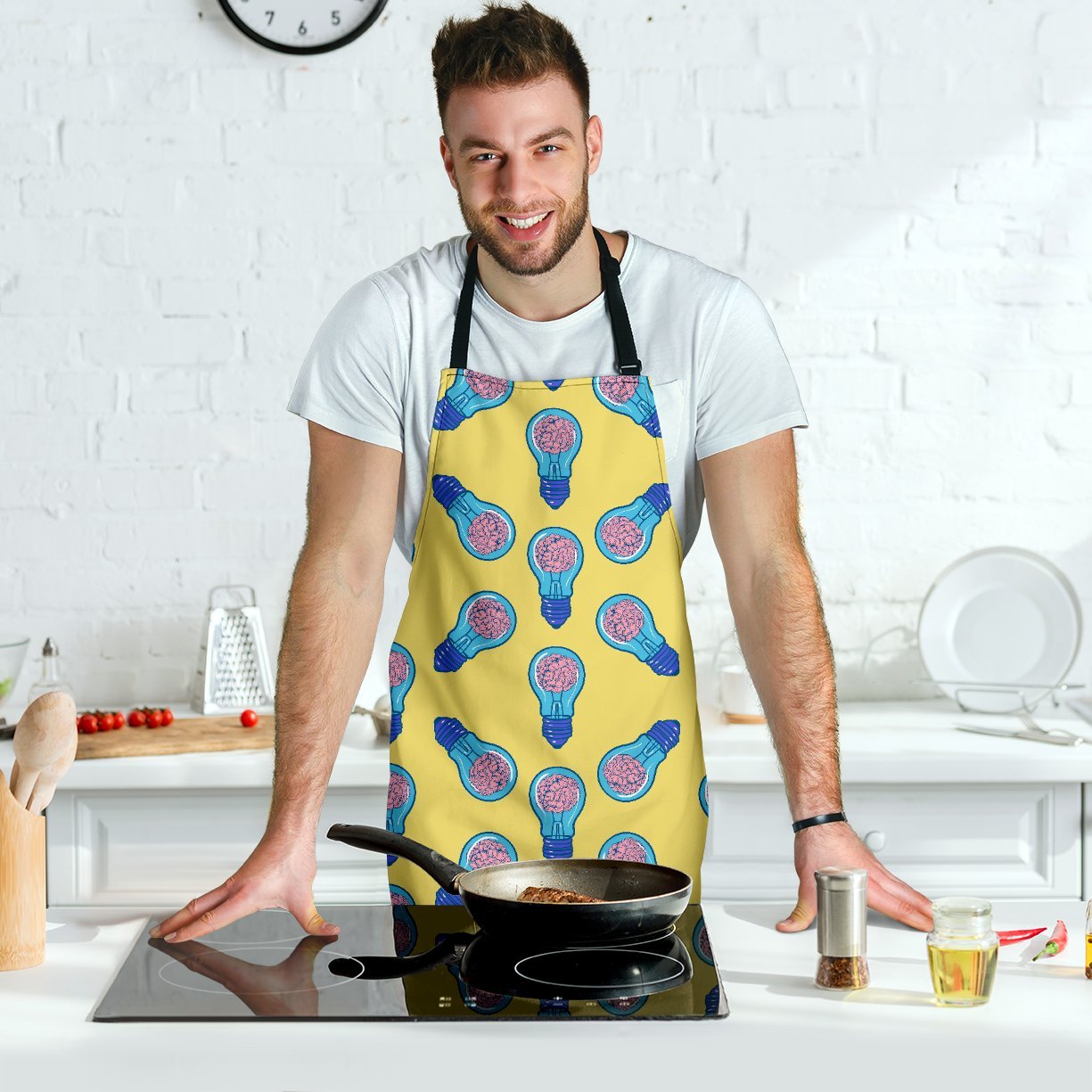 Thinking Brain Pattern Print Men's Apron-grizzshop