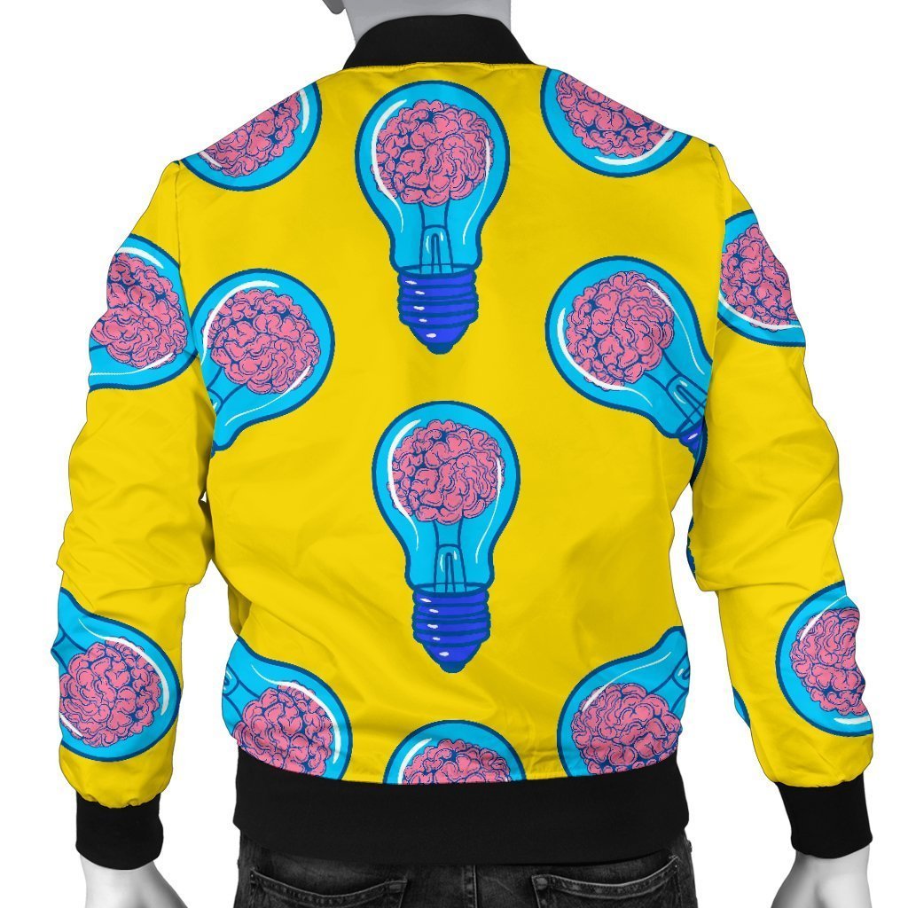 Thinking Brain Pattern Print Men's Bomber Jacket-grizzshop