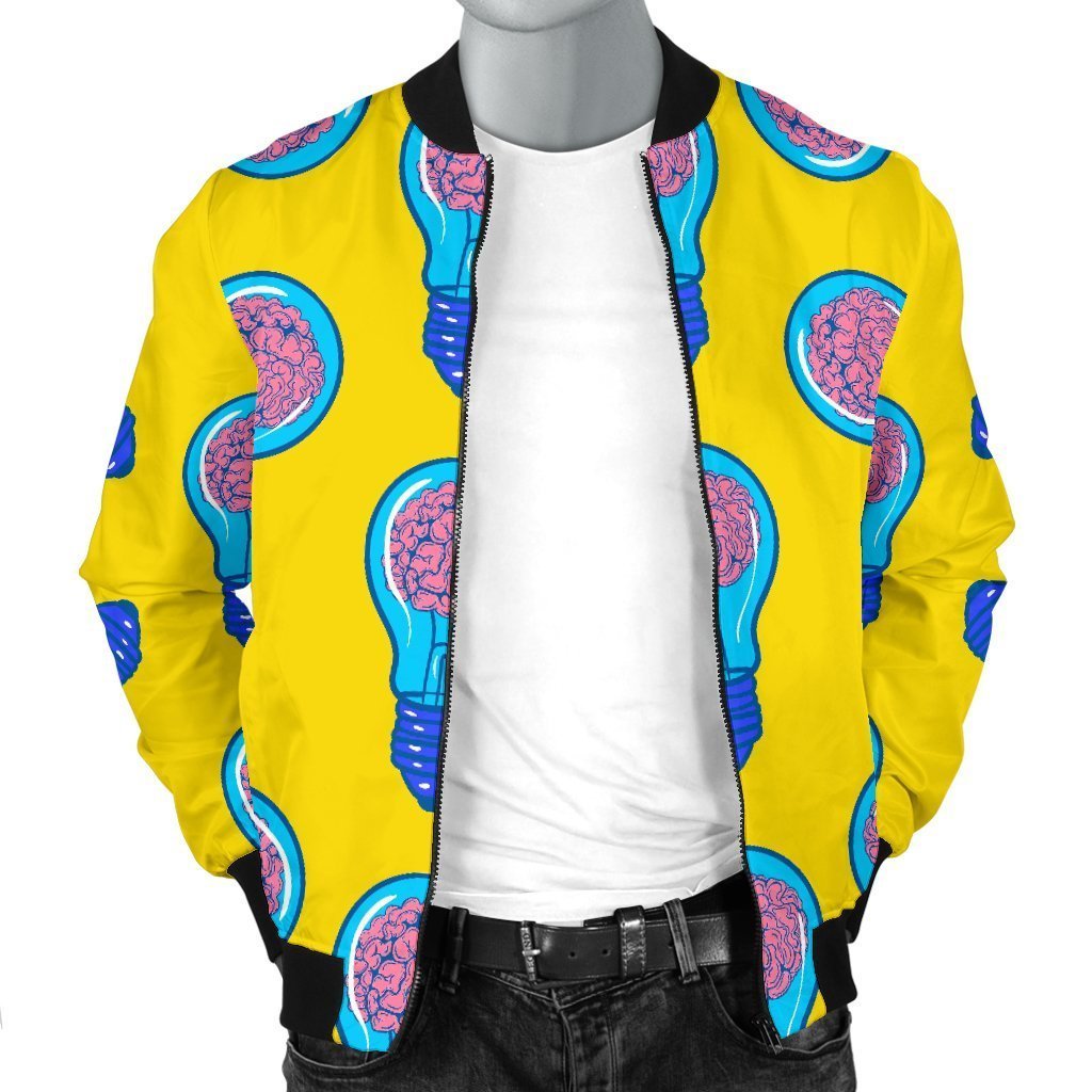 Thinking Brain Pattern Print Men's Bomber Jacket-grizzshop