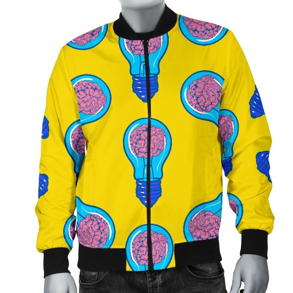 Thinking Brain Pattern Print Men's Bomber Jacket-grizzshop