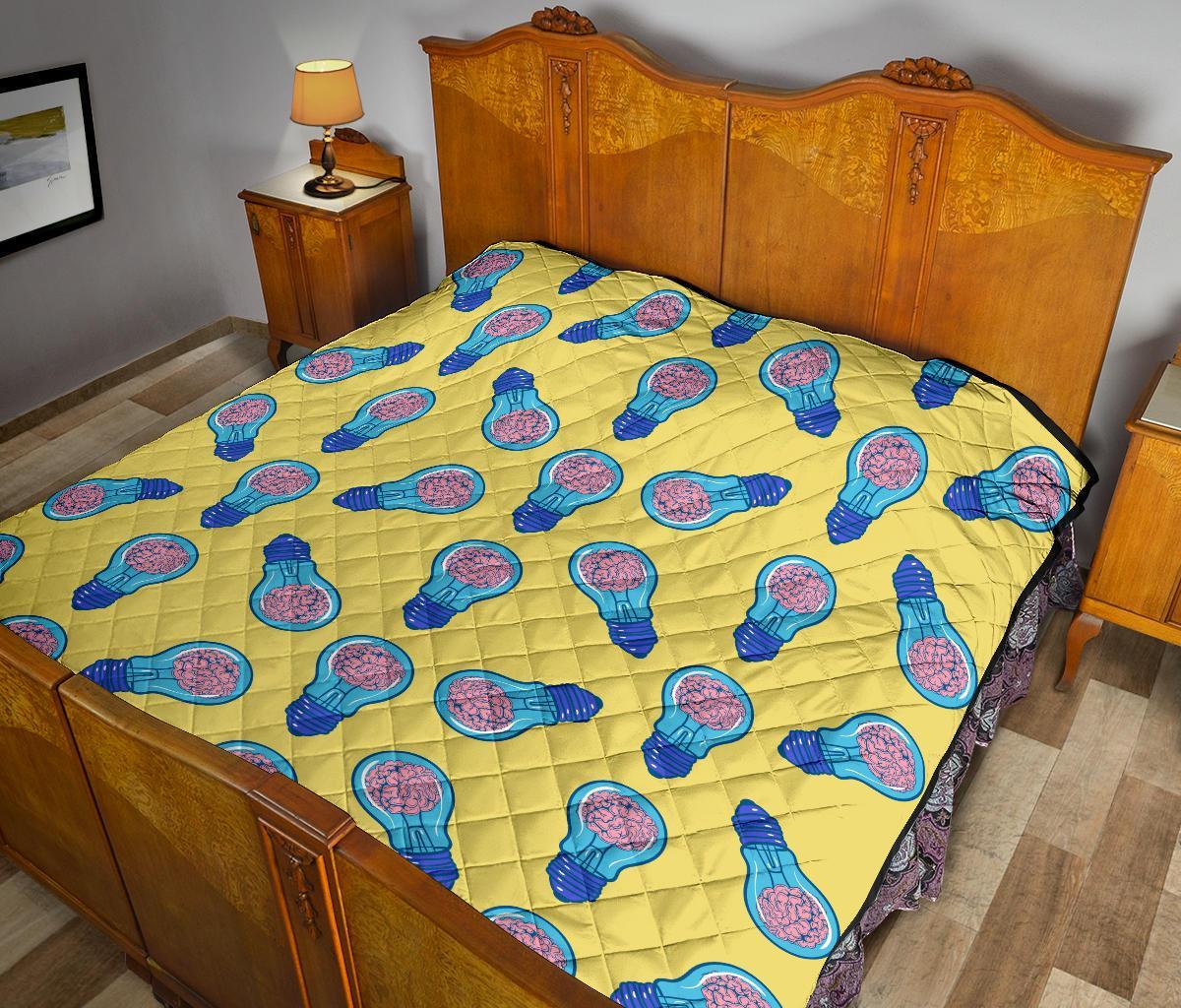 Thinking Brain Pattern Print Quilt-grizzshop