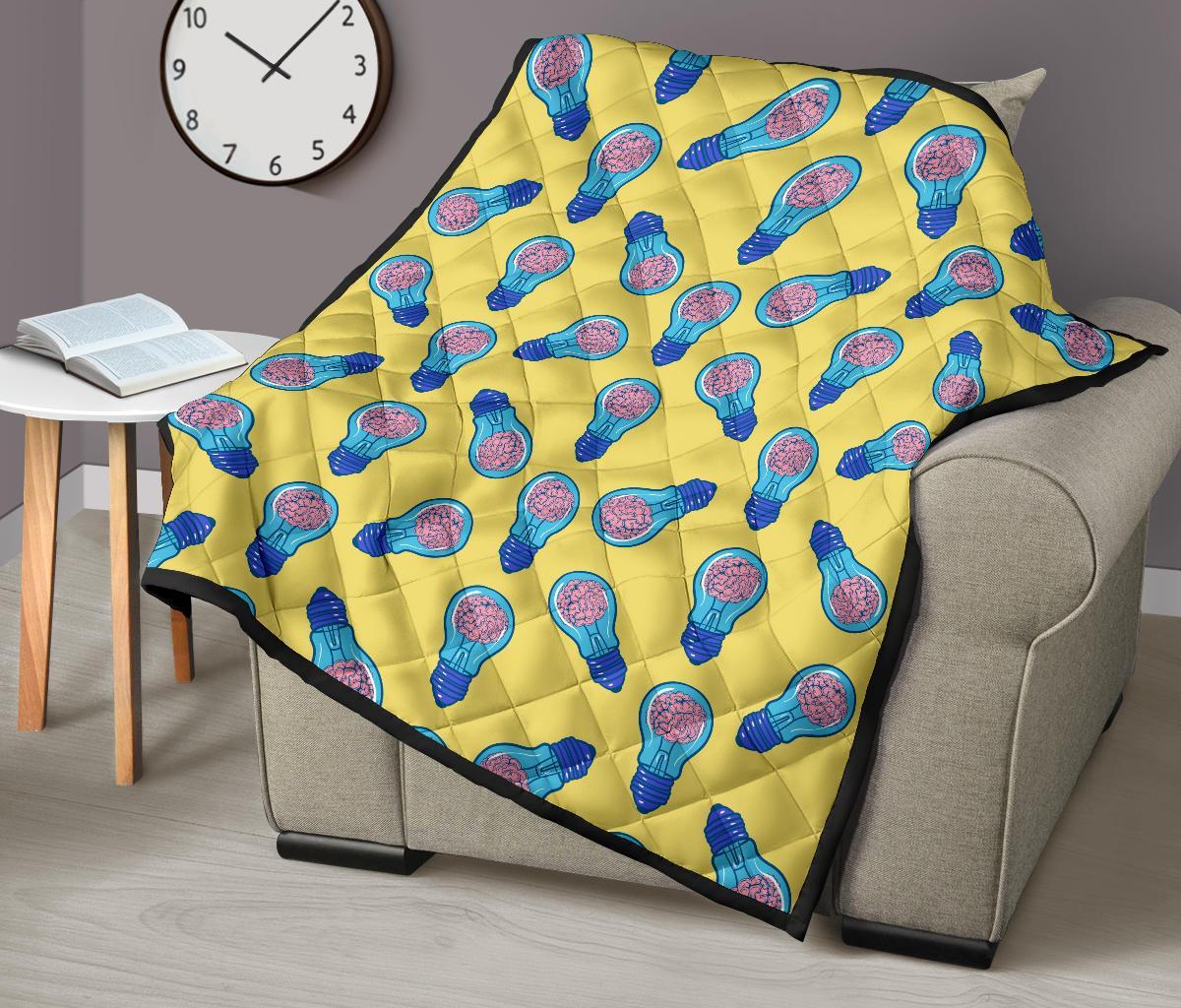 Thinking Brain Pattern Print Quilt-grizzshop