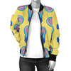 Thinking Brain Pattern Print Women Casual Bomber Jacket-grizzshop