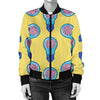 Thinking Brain Pattern Print Women Casual Bomber Jacket-grizzshop