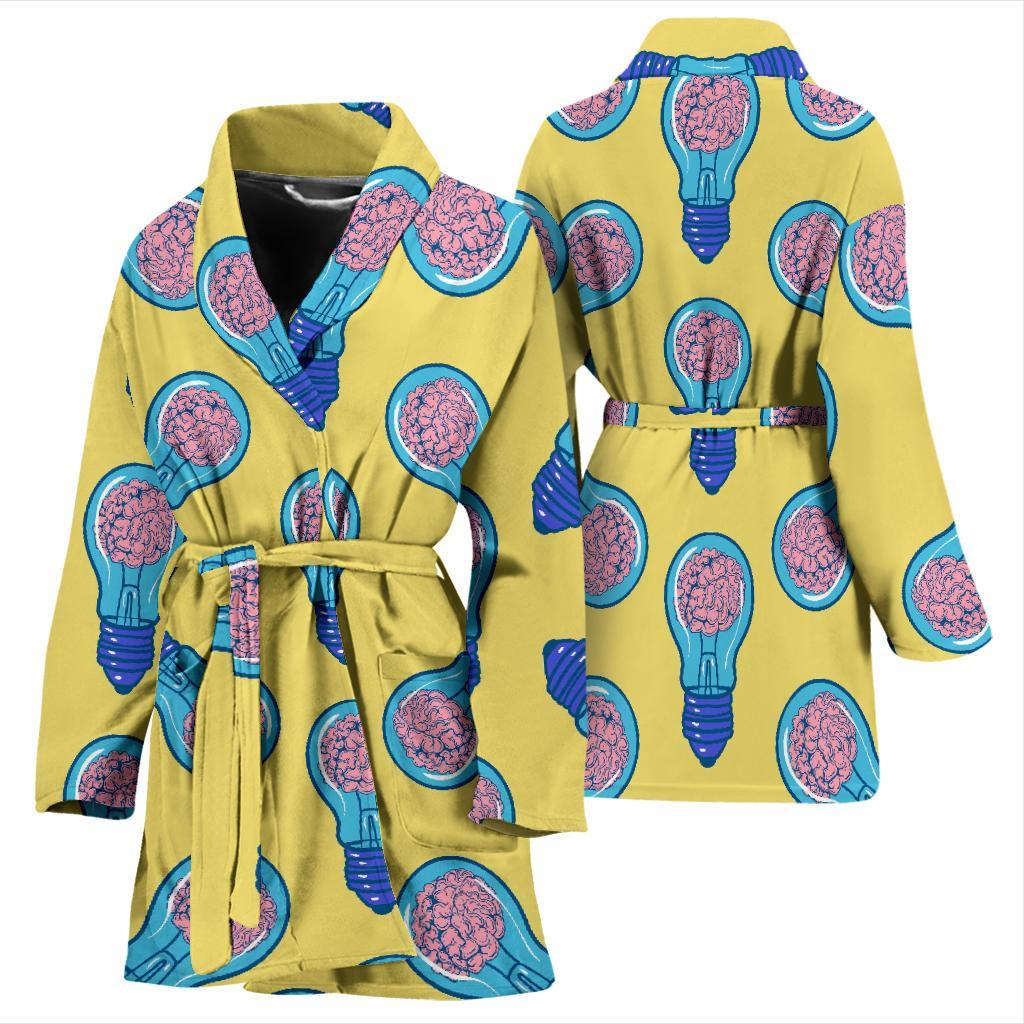 Thinking Brain Pattern Print Women Long Robe-grizzshop