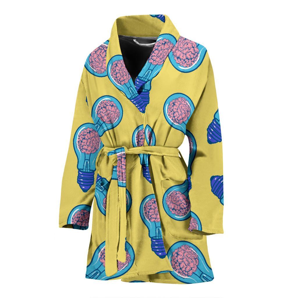 Thinking Brain Pattern Print Women Long Robe-grizzshop