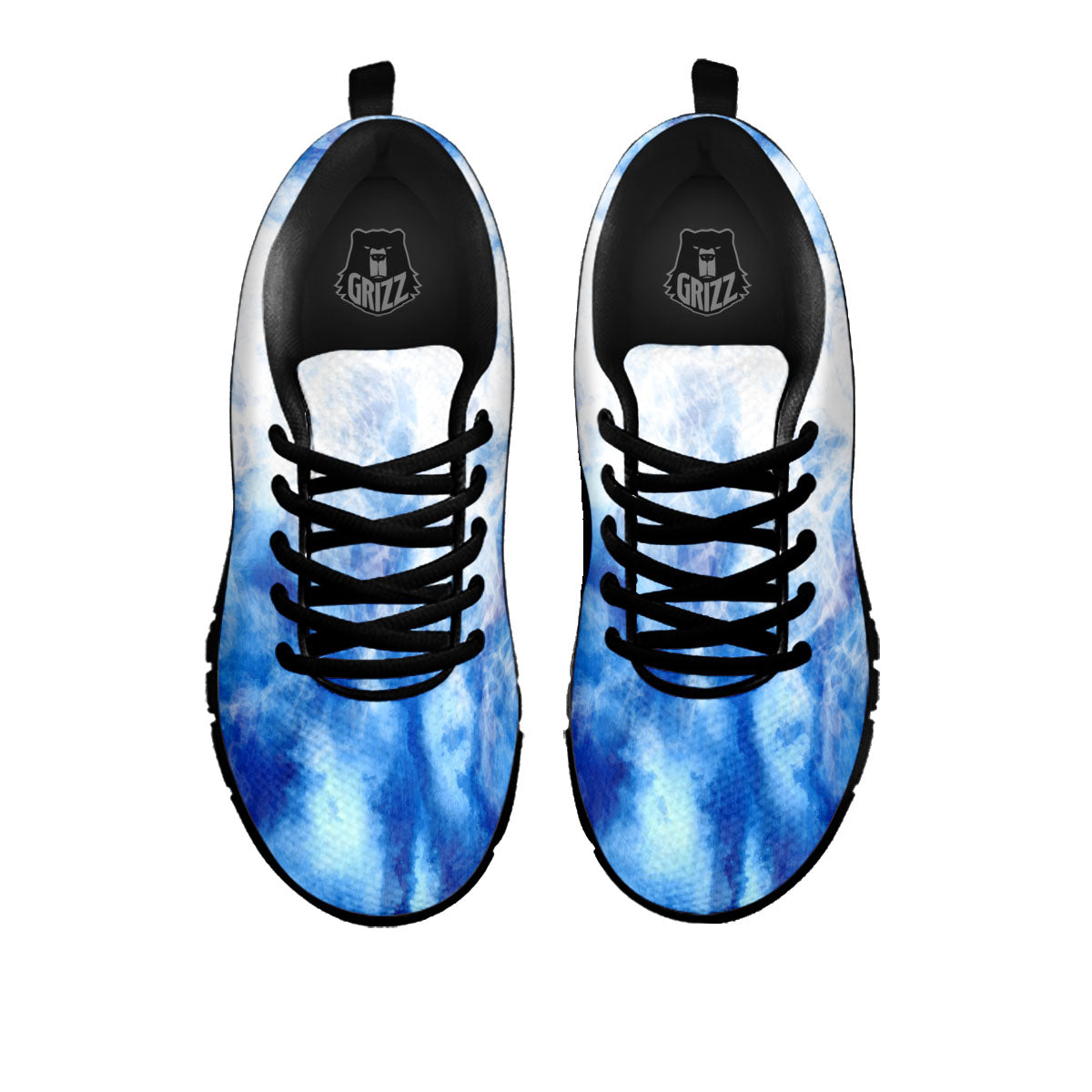 Tie Dye Acid Wash White And Blue Print Black Sneaker-grizzshop