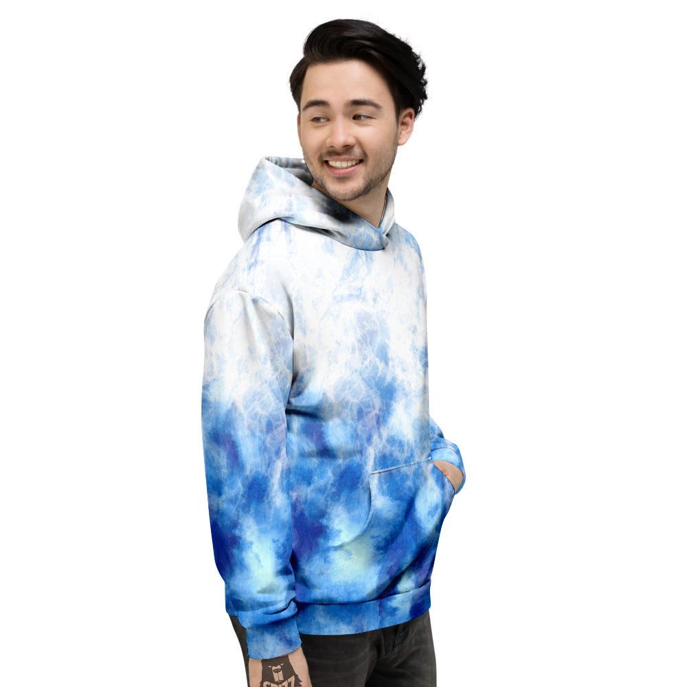 Tie Dye Acid Wash White And Blue Print Men s Hoodie Grizzshopping