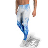 Tie Dye Acid Wash White And Blue Print Men's Leggings-grizzshop