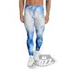 Tie Dye Acid Wash White And Blue Print Men's Leggings-grizzshop