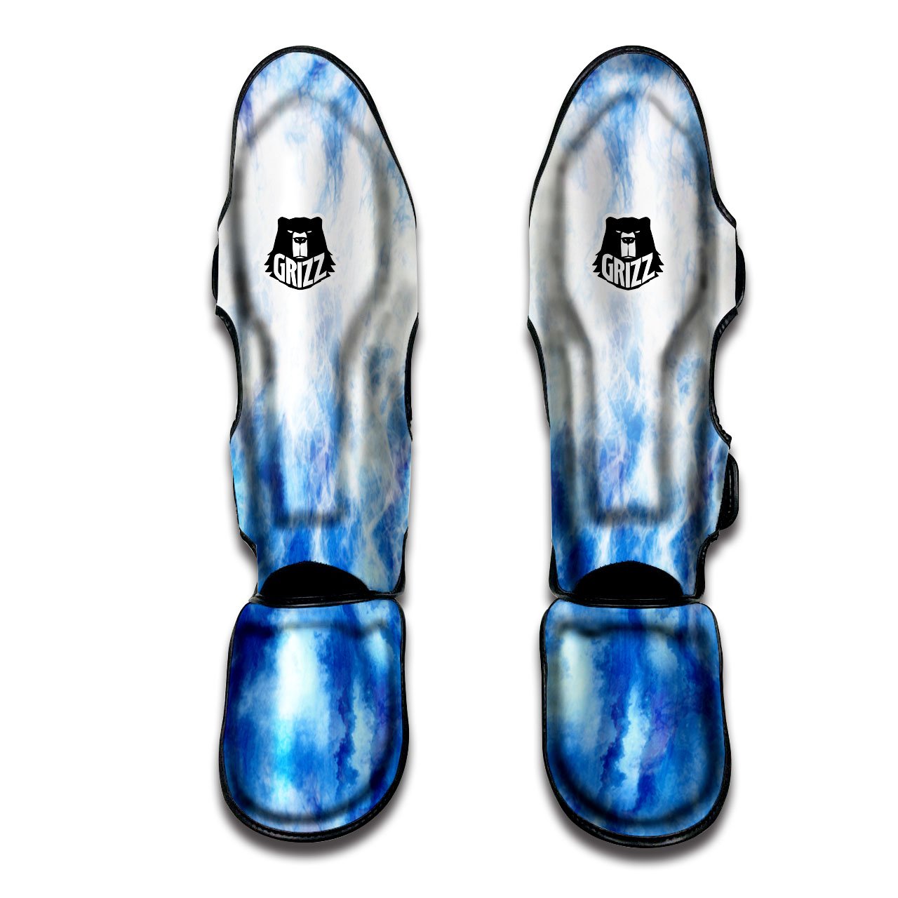 Tie Dye Acid Wash White And Blue Print Muay Thai Shin Guards-grizzshop