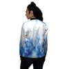 Tie Dye Acid Wash White And Blue Print Women's Bomber Jacket-grizzshop