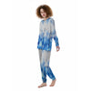 Tie Dye Acid Wash White And Blue Print Women's Pajamas-grizzshop