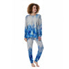 Tie Dye Acid Wash White And Blue Print Women's Pajamas-grizzshop