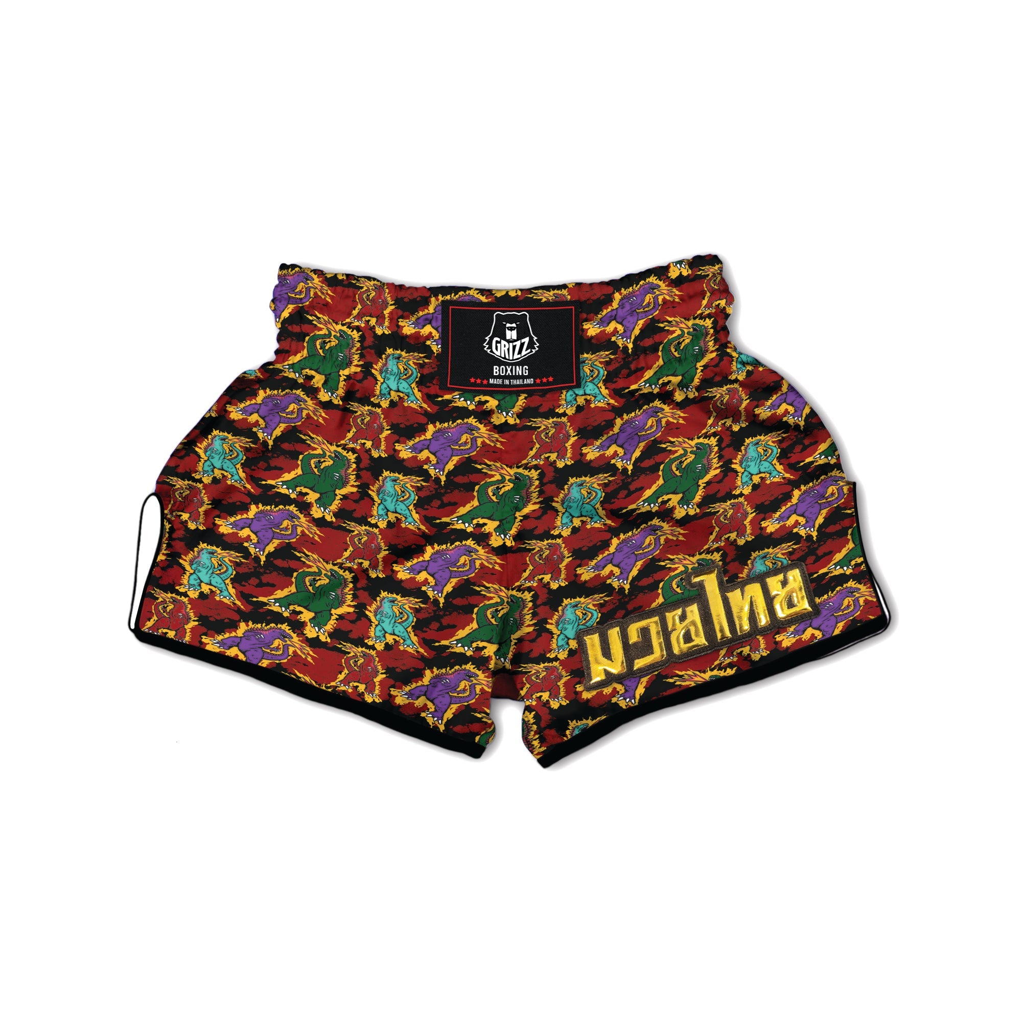 Tie Dye And Godzilla Print Pattern Muay Thai Boxing Shorts-grizzshop