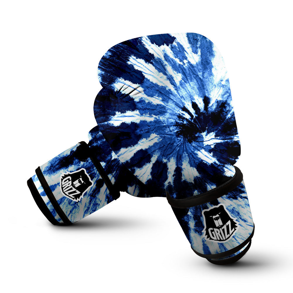 Tie Dye Black And Blue Print Boxing Gloves-grizzshop