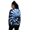 Tie Dye Black And Blue Print Women's Bomber Jacket-grizzshop