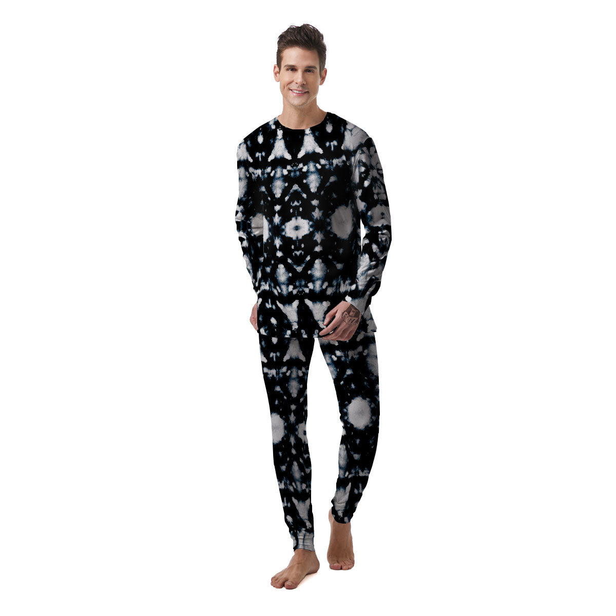 Tie Dye Black Backed Print Men's Pajamas-grizzshop