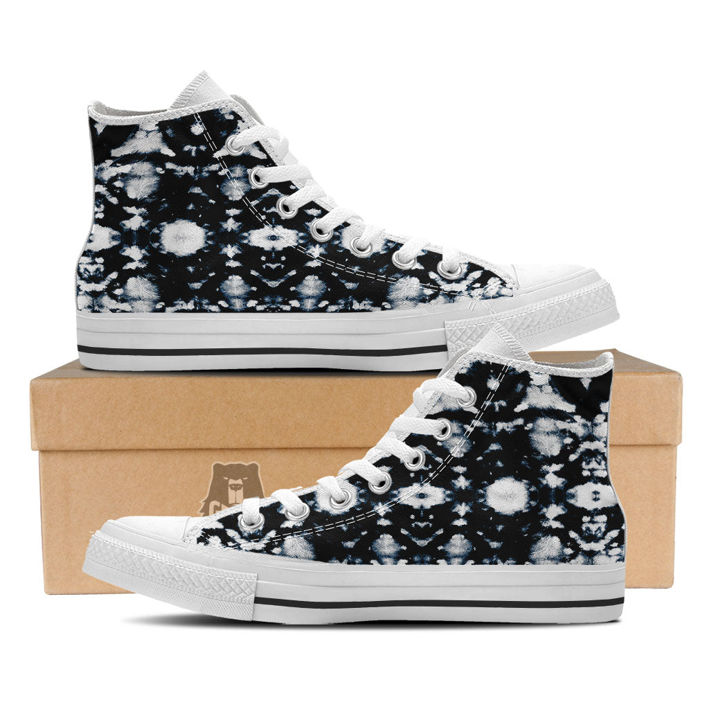 Tie Dye Black Backed Print White High Top Shoes-grizzshop