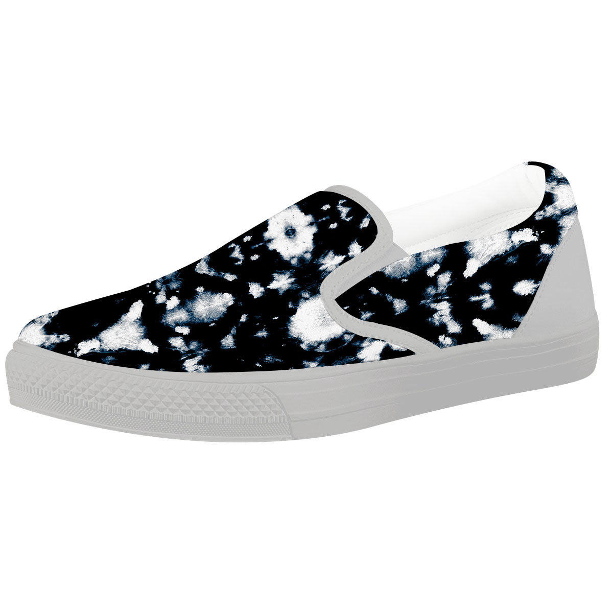 Tie Dye Black Backed Print White Slip On Shoes-grizzshop