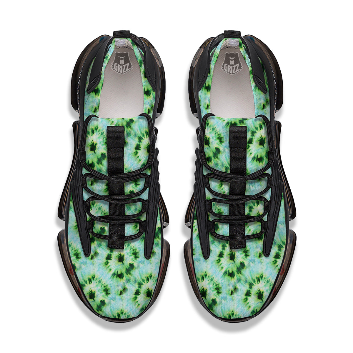 Tie Dye Black Green Watercolor Print Black Gym Shoes-grizzshop