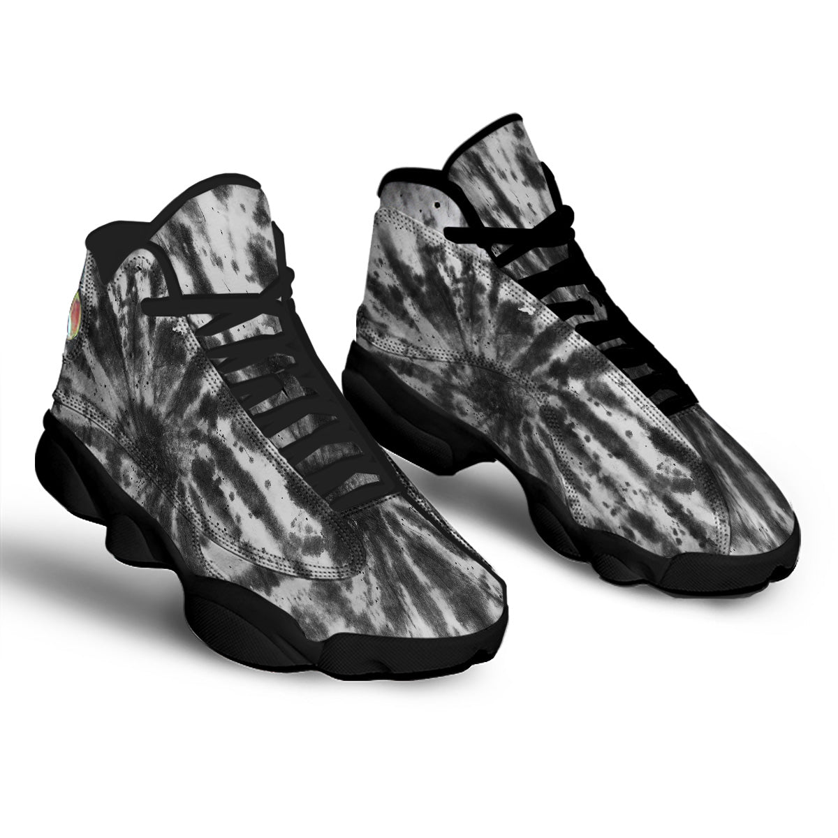 Tie Dye Black White Print Pattern Black Basketball Shoes-grizzshop