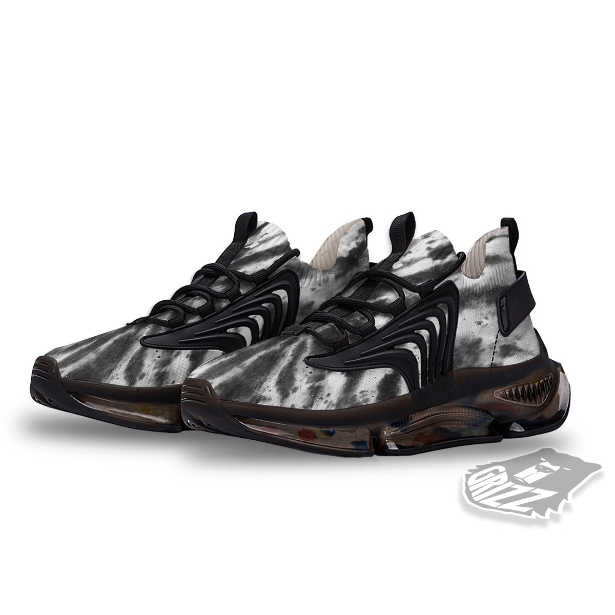 Tie Dye Black White Print Pattern Black Gym Shoes-grizzshop