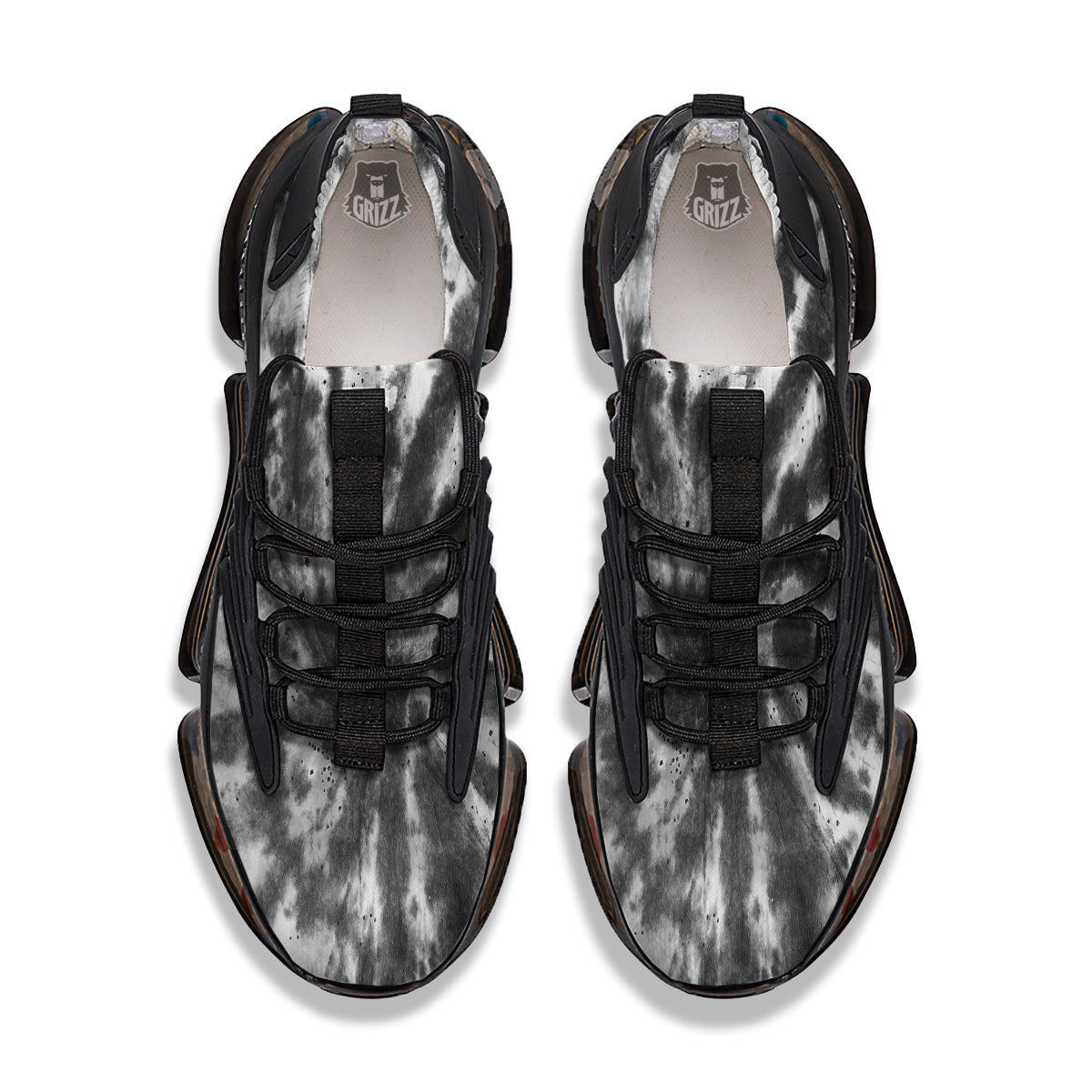 Tie Dye Black White Print Pattern Black Gym Shoes-grizzshop