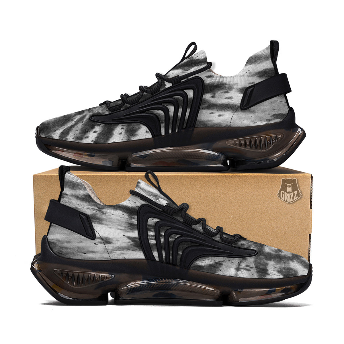 Tie Dye Black White Print Pattern Black Gym Shoes-grizzshop