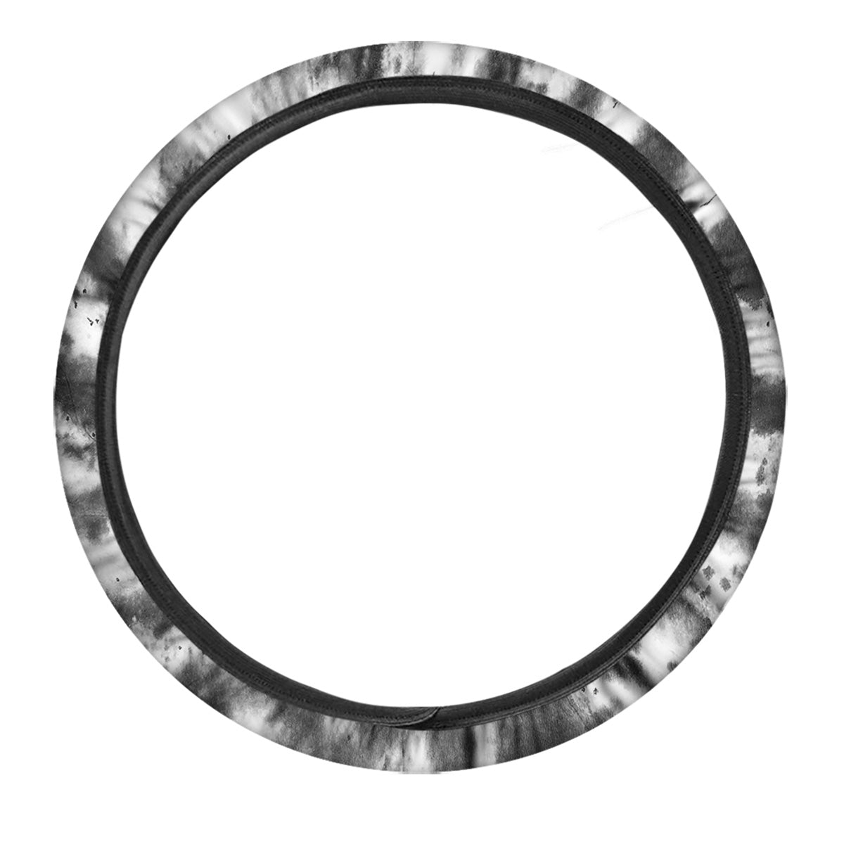 Tie Dye Black White Print Pattern Car Steering Wheel Cover-grizzshop