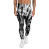 Tie Dye Black White Print Pattern Men's Leggings-grizzshop