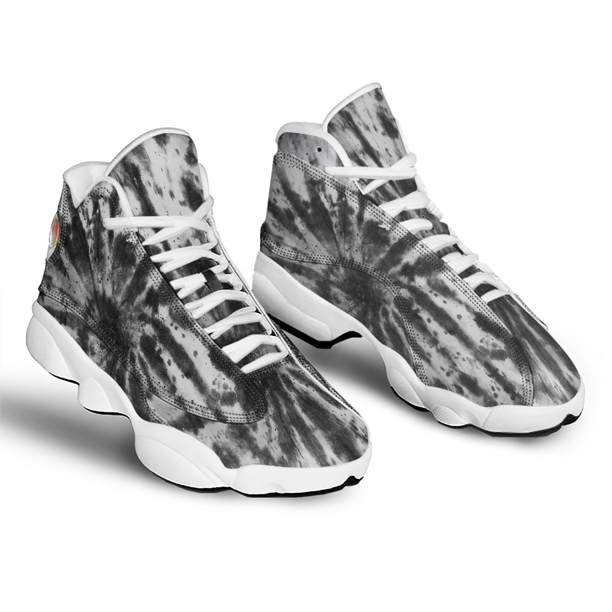 Tie Dye Black White Print Pattern White Basketball Shoes-grizzshop