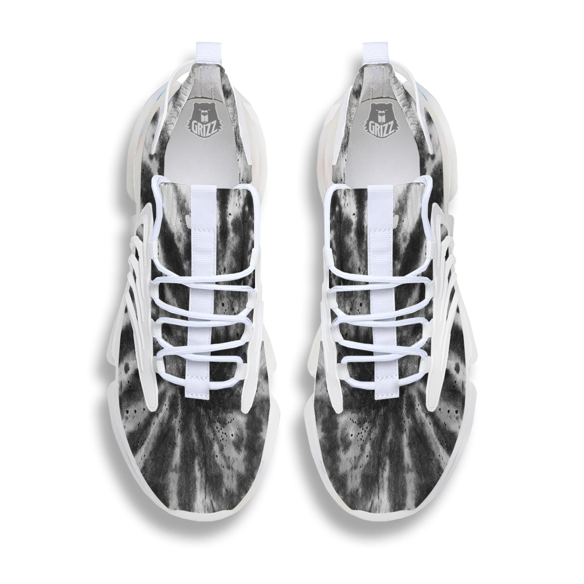 Tie Dye Black White Print Pattern White Gym Shoes-grizzshop