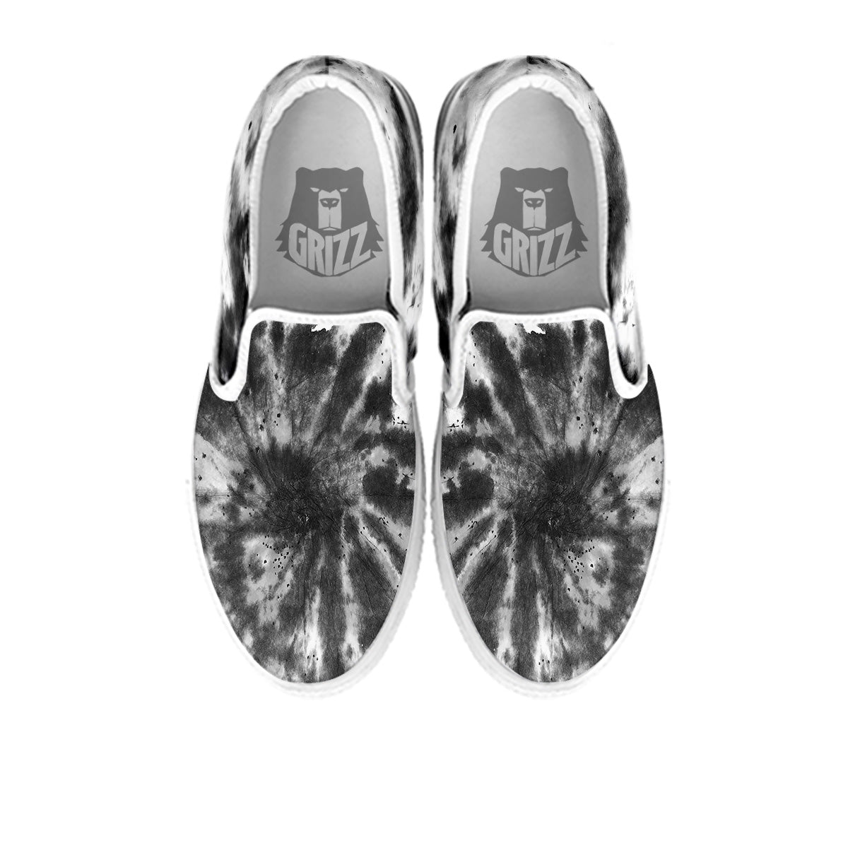 Tie Dye Black White Print Pattern White Slip On Shoes-grizzshop