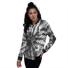 Tie Dye Black White Print Pattern Women's Bomber Jacket-grizzshop