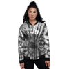 Tie Dye Black White Print Pattern Women's Bomber Jacket-grizzshop